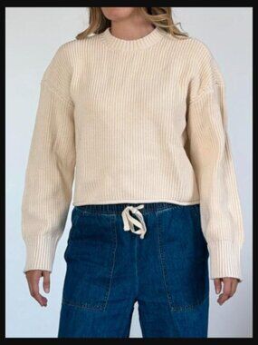 Quiksilver In the Midst Cotton Ribbed Knit Sweater Seashell Small NWT